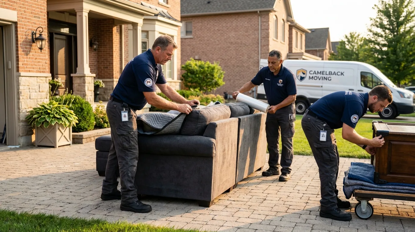 Large estate moving crew wrapping furniture in Richland Center, WI